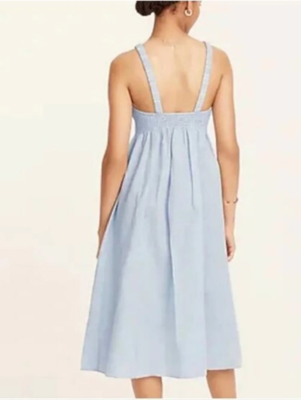 J. Crew Light Blue Smocked Midi Sundress